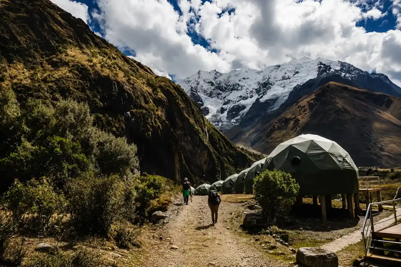 Tents set up at a high mountain camp