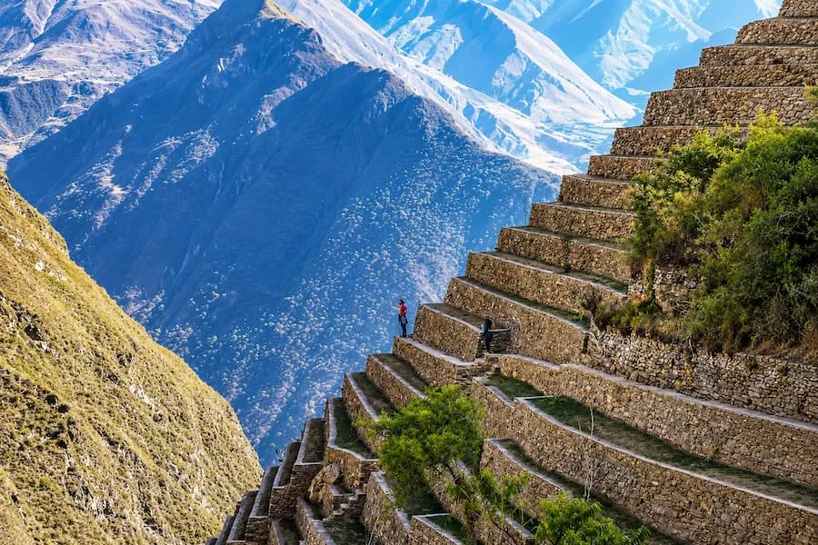 Steep Inca terraces looking down into the Apurimac canyon
