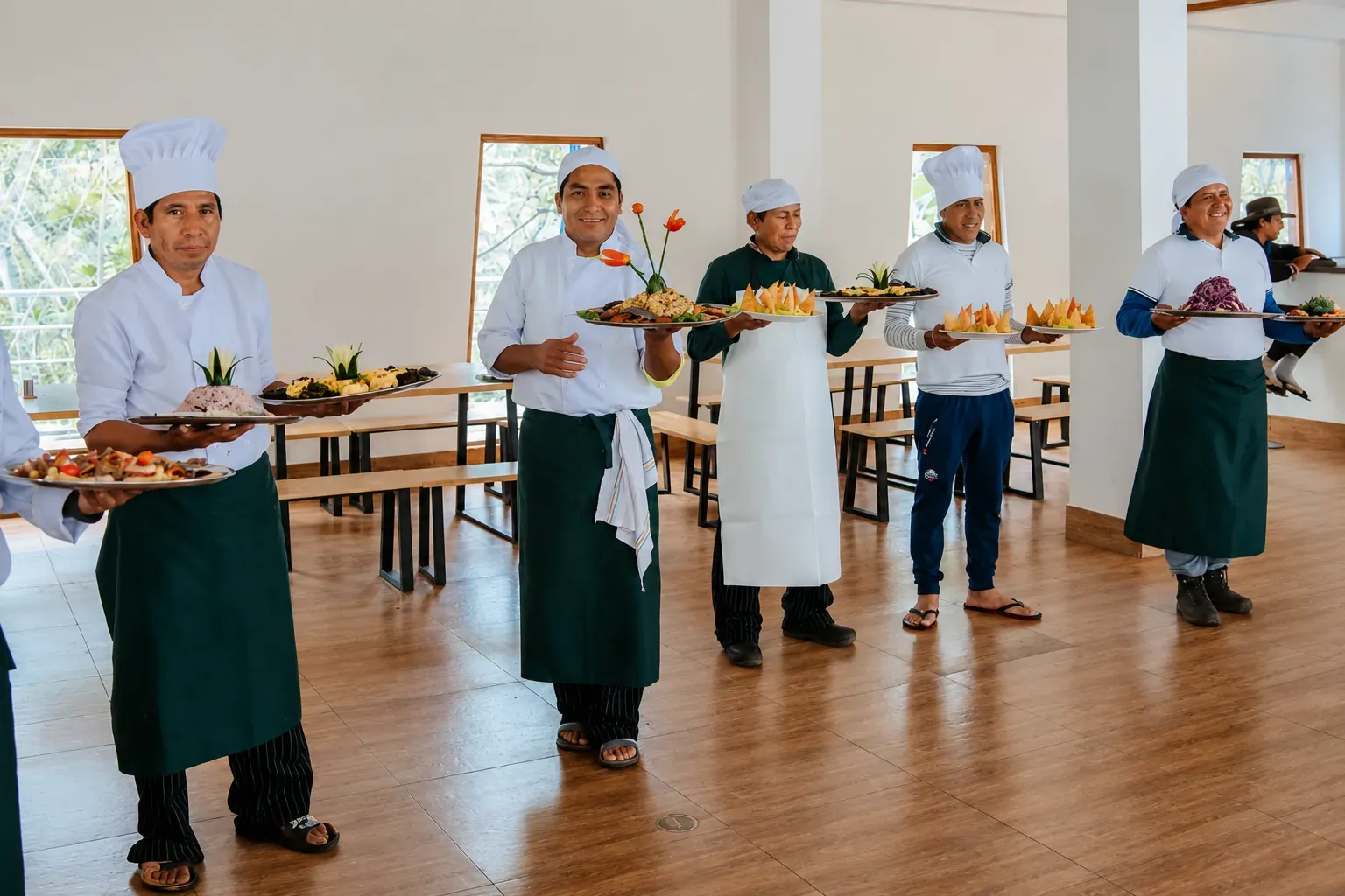 Camp cooks preparing a meal for the group